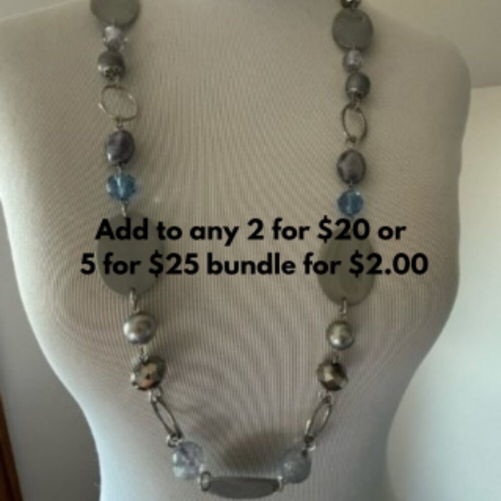 Ann Taylor Silver and Blue Statement Necklace